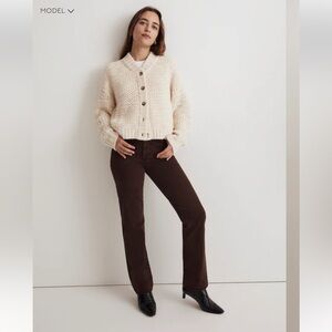 Madewell Bomber Cardigan Sweater in Antique Cream